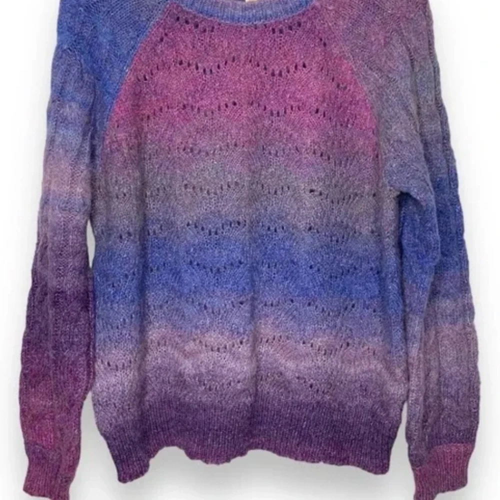 KNOX ROSE women's marled purple/blue ombre wool blend sweater NWT